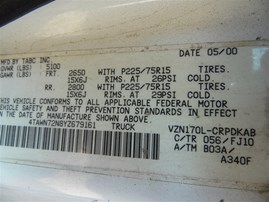 2000 Toyota Tacoma SR5 White 3.4L AT 4WD #Z23350